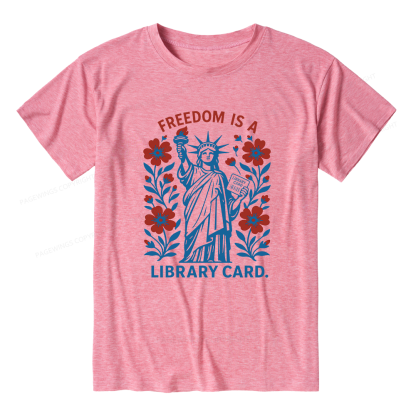 Pagewings Soft Liberty is a Library Card 15907 Bookish Unisex Heather T-Shirt