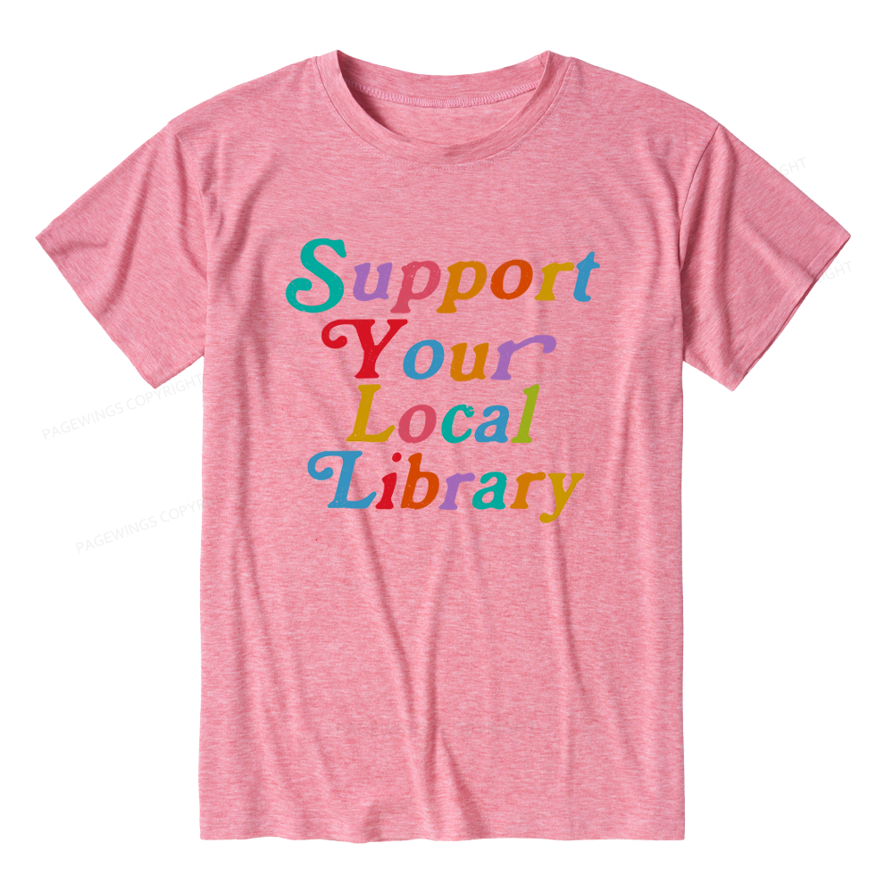 Pagewings Soft Support Your Local Library 11637 Bookish Unisex Heather T-Shirt