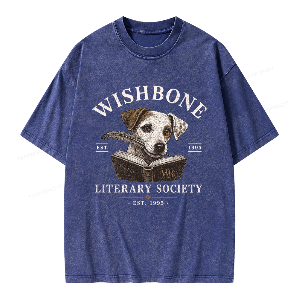Pagewing Vintage Literary Society Unisex Washed T-shirt