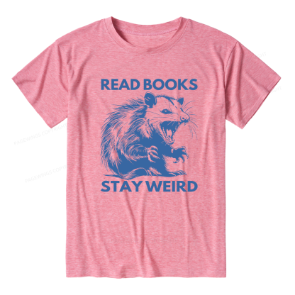 Pagewings Soft Read Books Stay Weird Bookish Unisex Heather T-Shirt