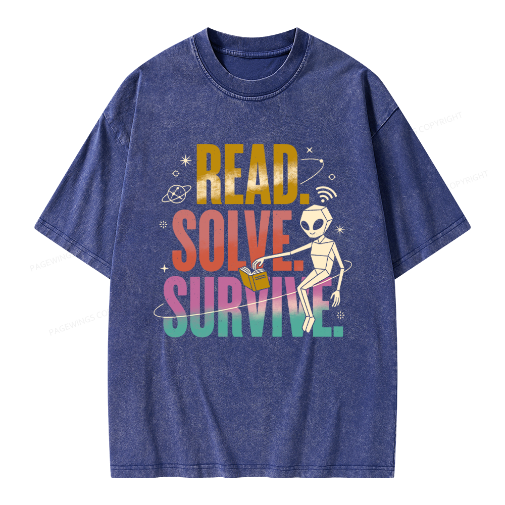 Pagewings Read Solve Survive Unisex Washed T-shirt