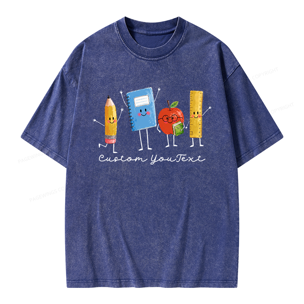 Pagewing Personalized Back to School Unisex Washed T-shirt