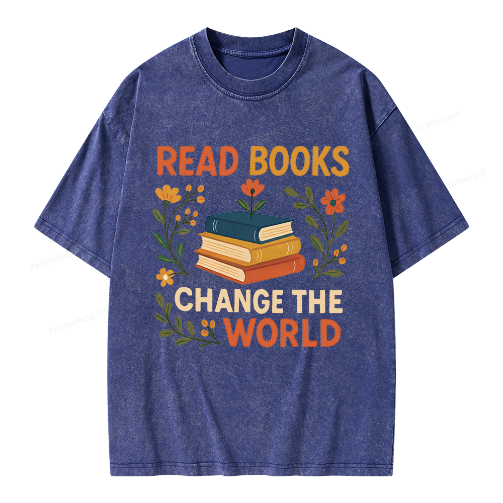 Pagewing Read Books Change the World Unisex Washed T-shirt