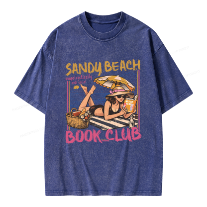 Pagewing Sandy Beach Book Club Unisex Washed T-shirt