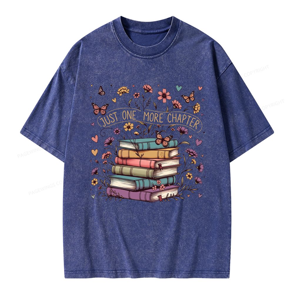 Pagewing Floral Books Unisex Washed T-shirt