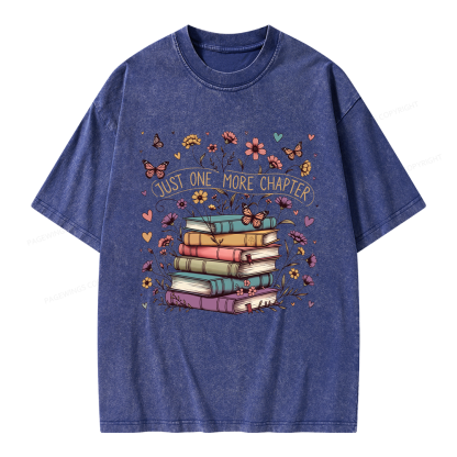 Pagewing Floral Books Unisex Washed T-shirt