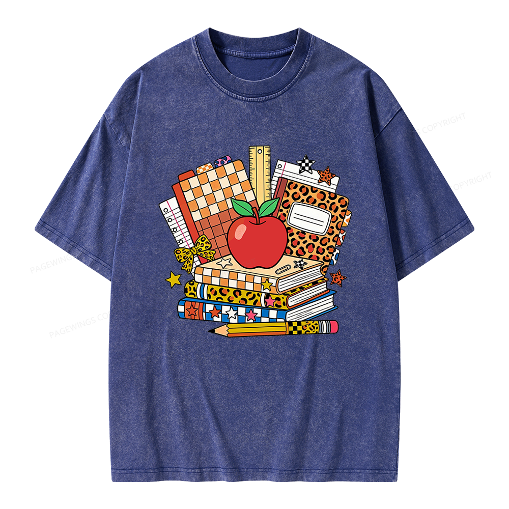Pagewing Coquette Back To School Unisex Washed T-shirt