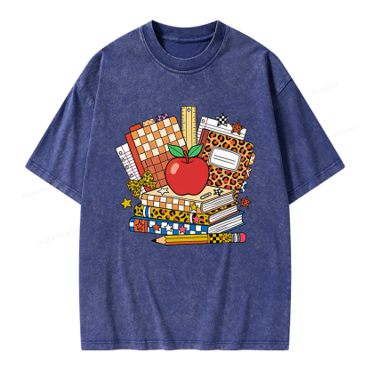 Pagewing Coquette Back To School Unisex Washed T-shirt