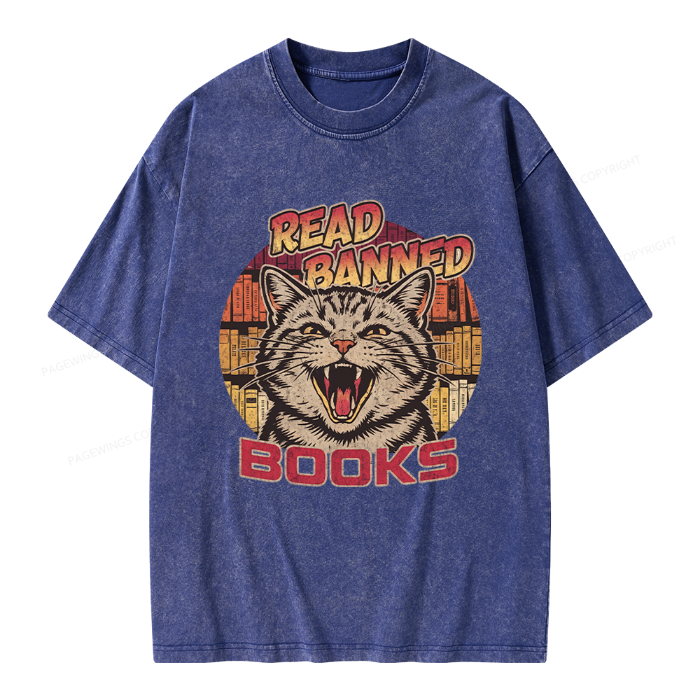 Pagewing Read Banned Books Unisex Washed T-shirt