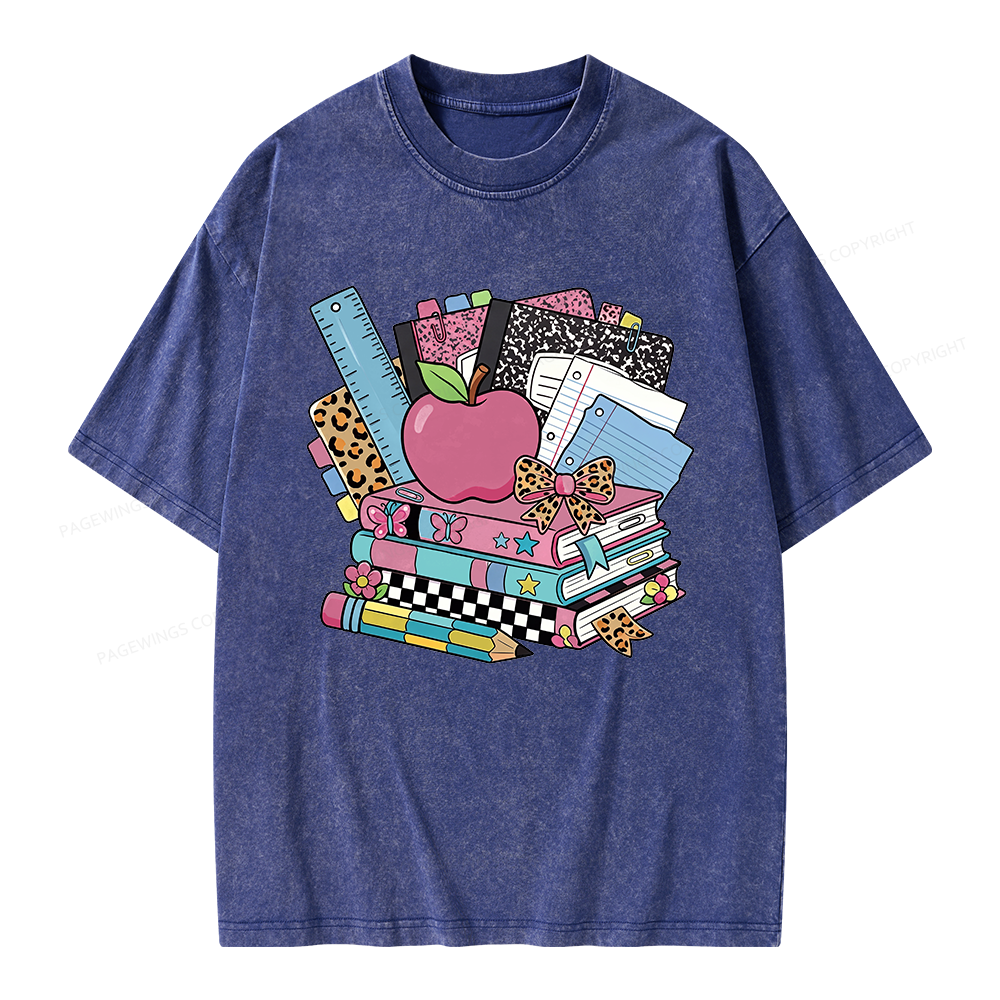 Pagewing Retro School Unisex Washed T-shirt