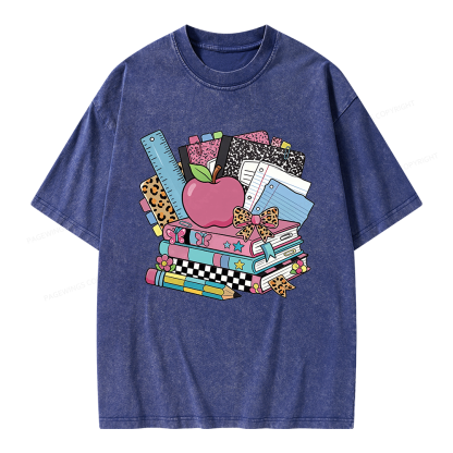 Pagewing Retro School Unisex Washed T-shirt