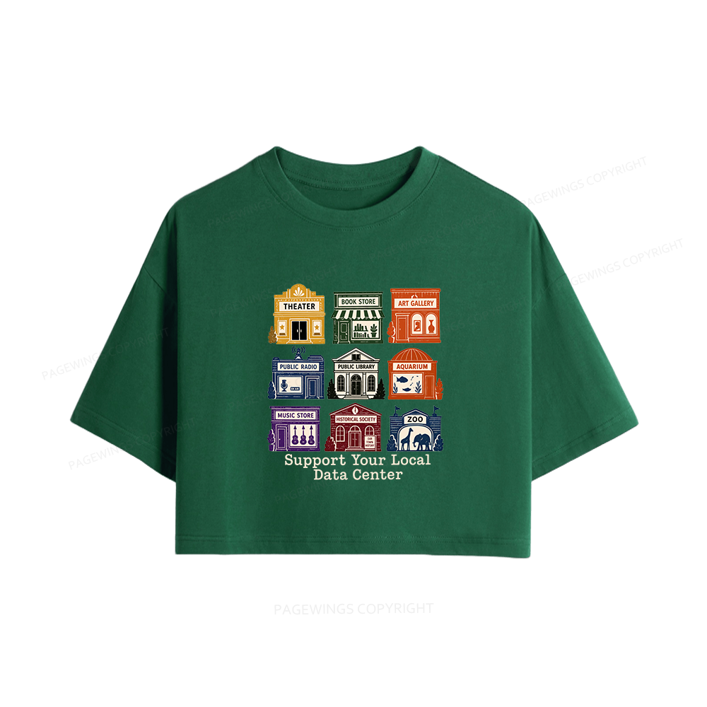 Pagewing Support Your Local Data Center16102 Book Women Crop Tops