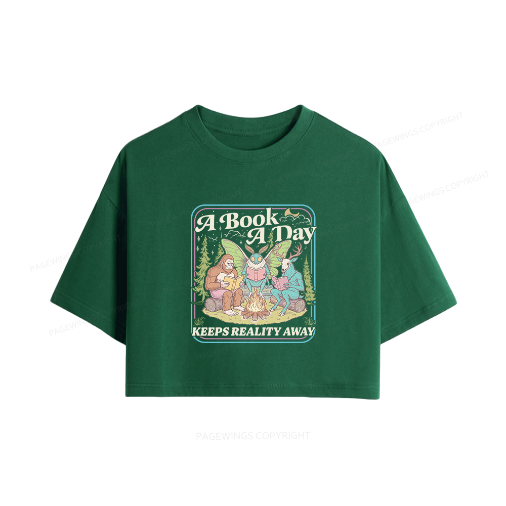 Pagewings A Book A Day Keeps Reality Away15910 Book Women Crop Tops