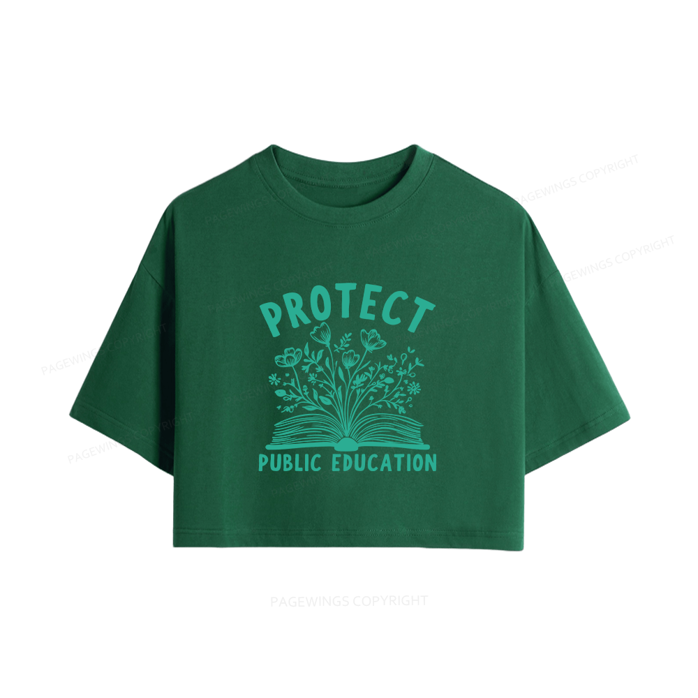 Pagewings Protect Public Education15808 Book Women Crop Tops
