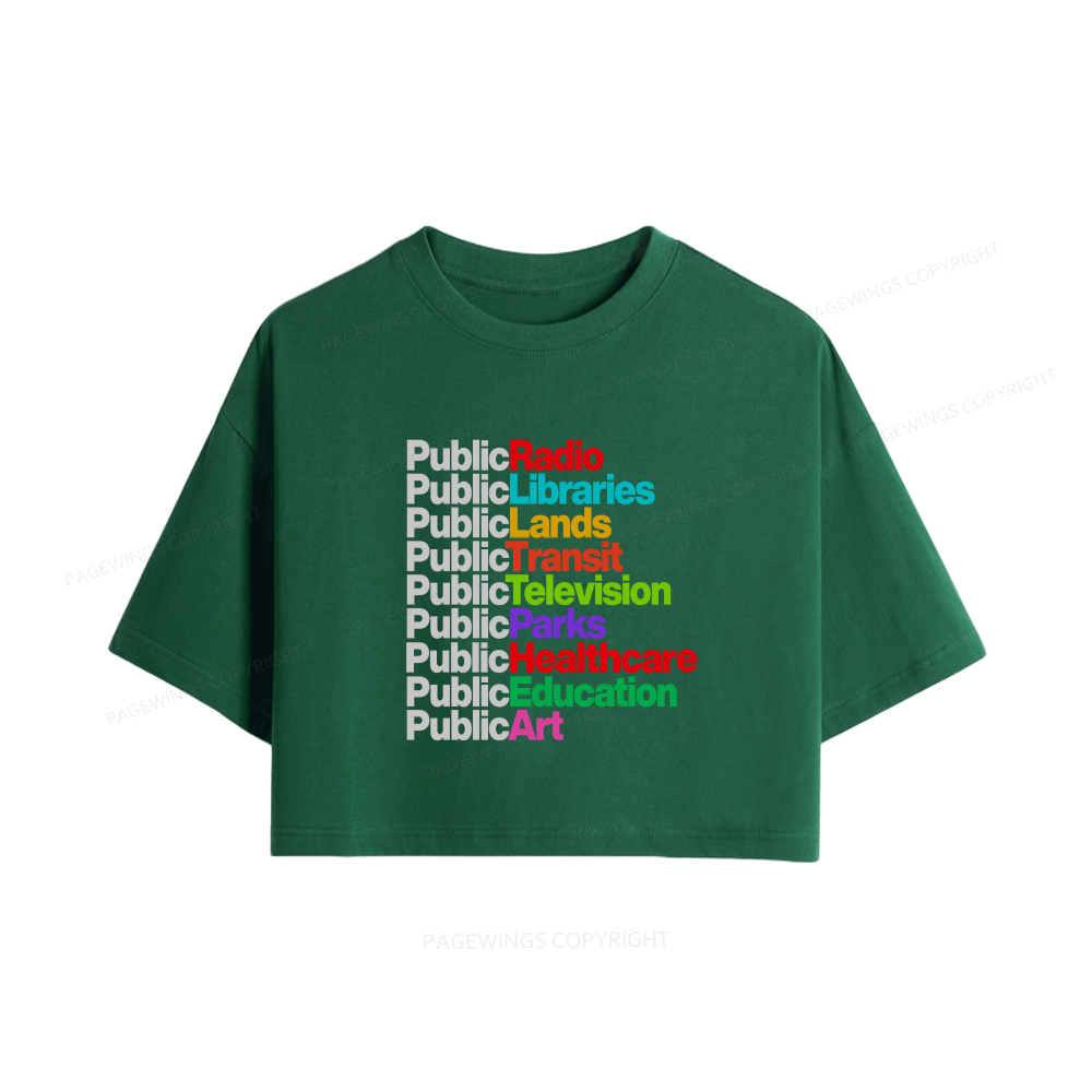 Pagewings Personalized Public Libraries Book Women Crop Tops