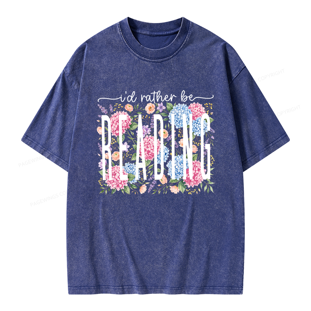 Pagewings Retro Floral Book Lover Unisex Washed T-shirt