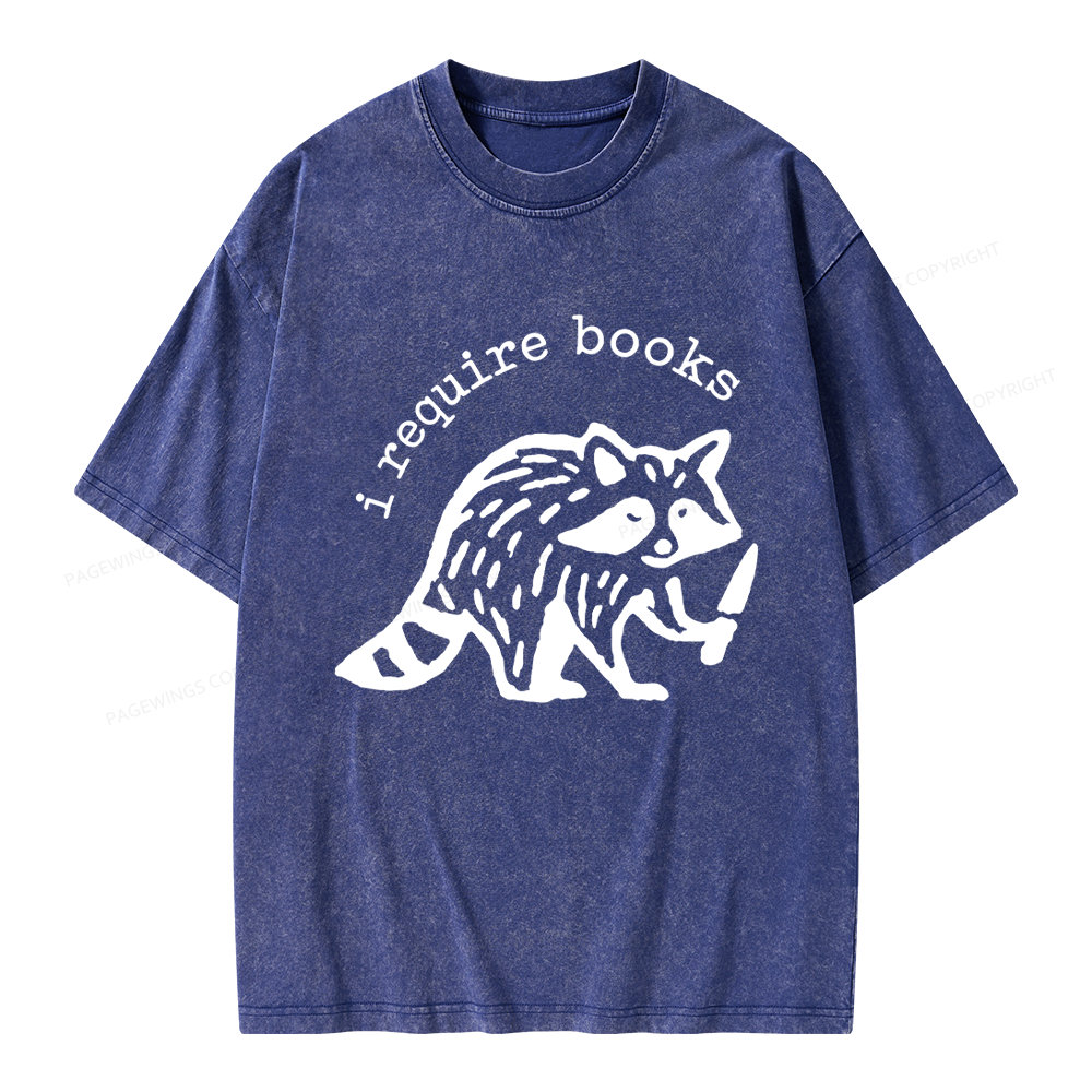 Pagewings I Require Books Unisex Washed T-shirt