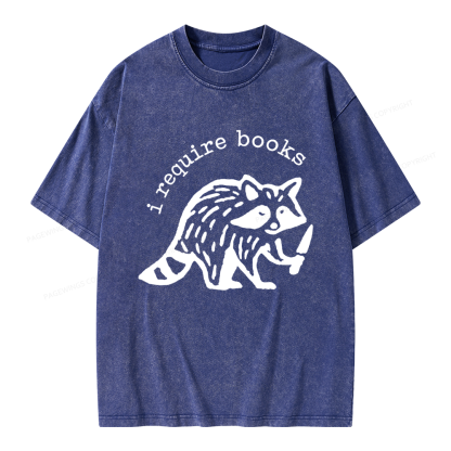 Pagewings I Require Books Unisex Washed T-shirt