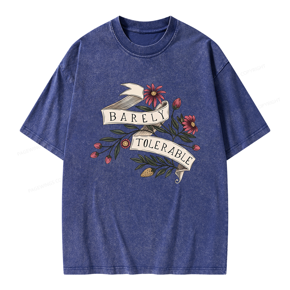 Pagewings Barely Tolerable Unisex Washed T-shirt