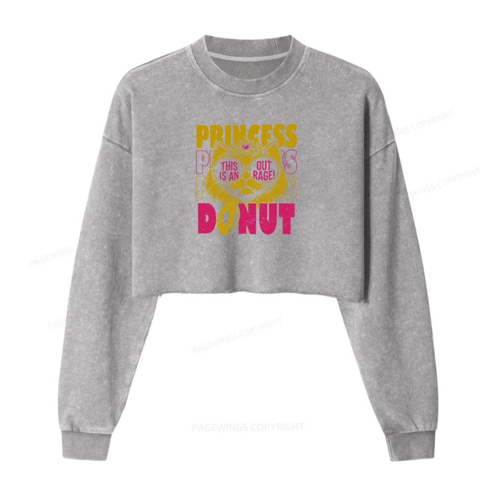 Pagewings Princess Donut Washed Crop Sweatshirt