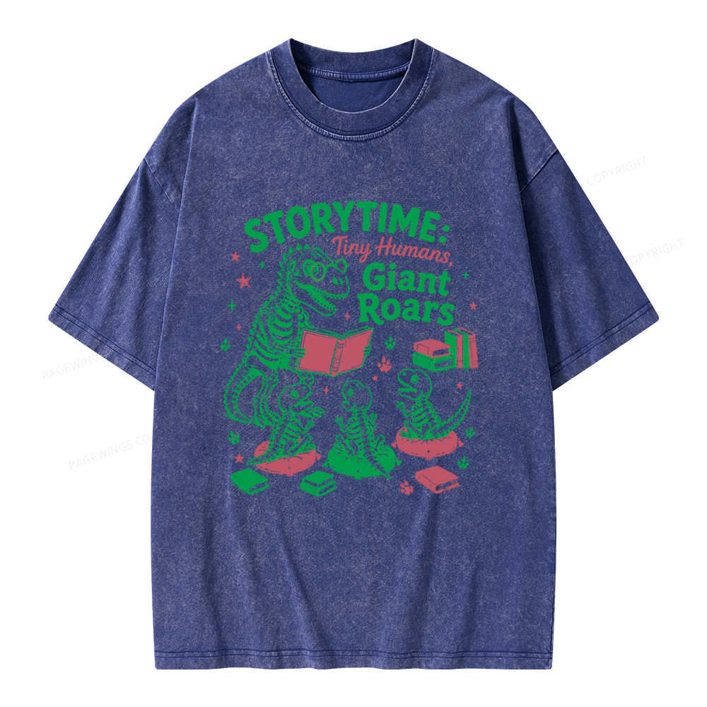 Pagewings School Librarian Dinosaur Unisex Washed T-shirt