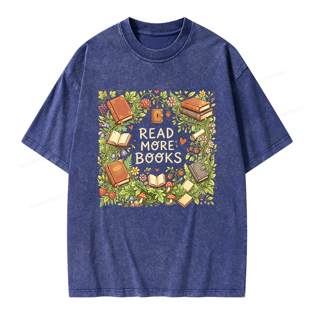 Pagewings Read More Books Unisex Washed T-shirt