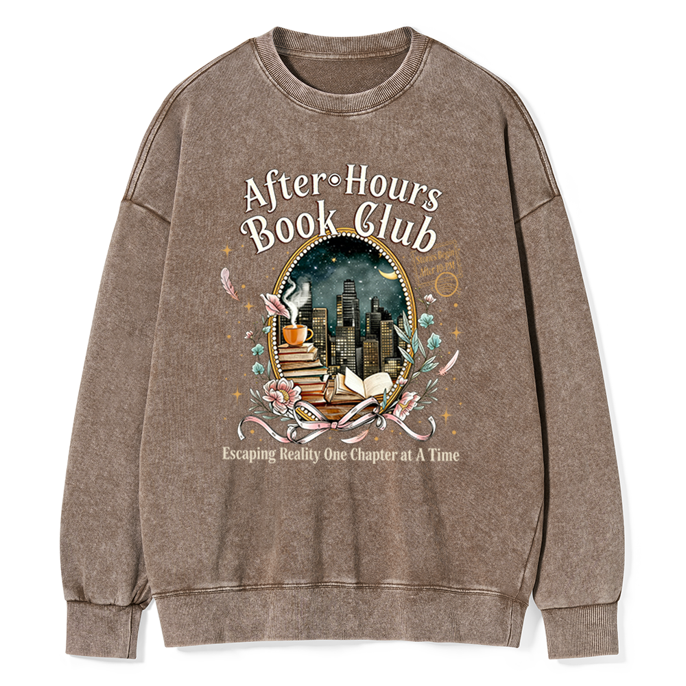 Pagewings After‑Hours Book Club Unisex Washed Sweatshirt