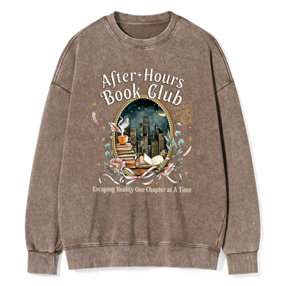Pagewings After‑Hours Book Club Unisex Washed Sweatshirt