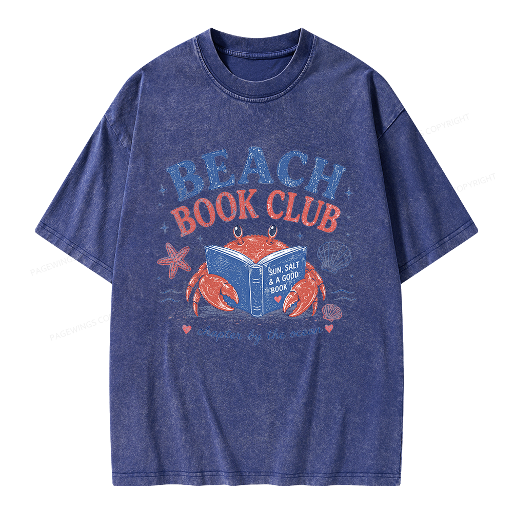 Pagewings Beach Book Club Unisex Washed T-shirt