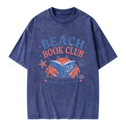 Pagewings Beach Book Club Unisex Washed T-shirt