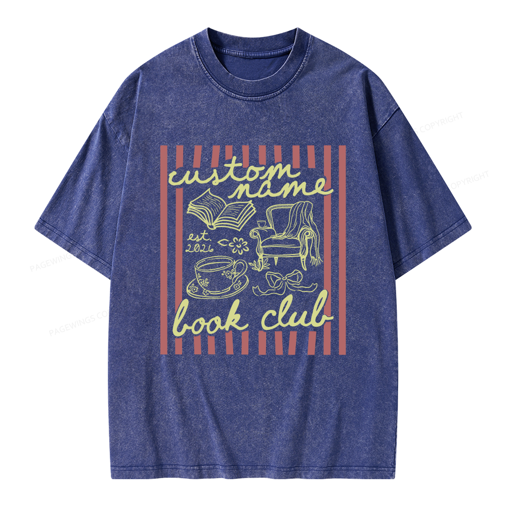 Pagewings Personalized Book Club Unisex Washed T-shirt