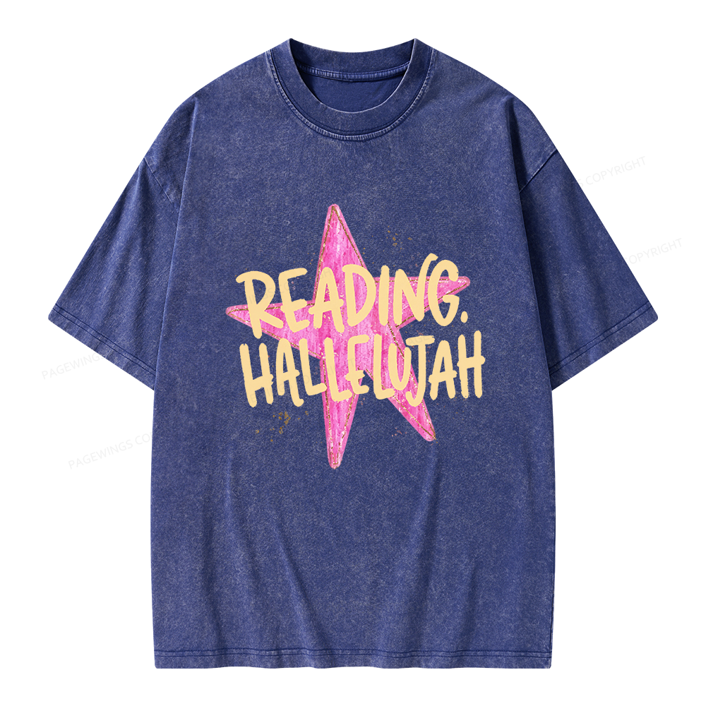 Pagewings Reading Hallelujah Unisex Washed T-shirt