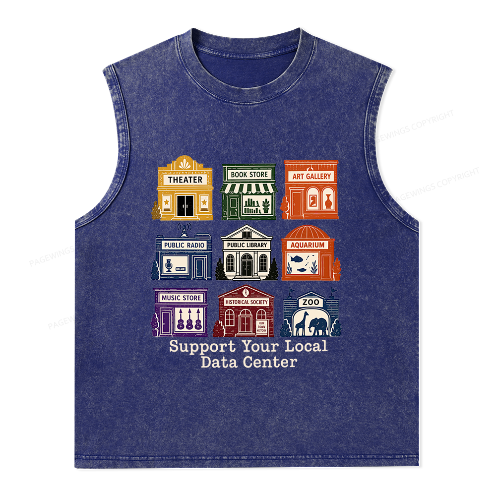 Pagewing Support Your Local Data Center16102 Bookish Unisex Washed Tank Top