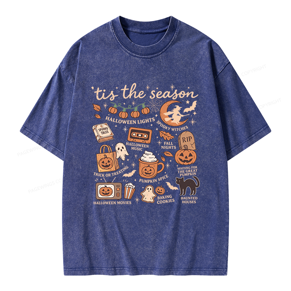 Pagewing Vintage Halloween Unisex Washed T-shirt