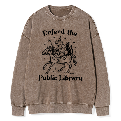 Pagewings Defend The Public Library Unisex Washed Sweatshirt