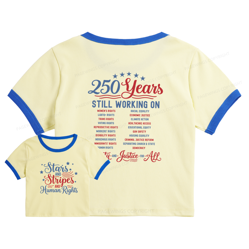 Pagewings Stars and Stripes And Human Rights 15940 Bookish Baby Tee Cropped Ringer T-Shirt