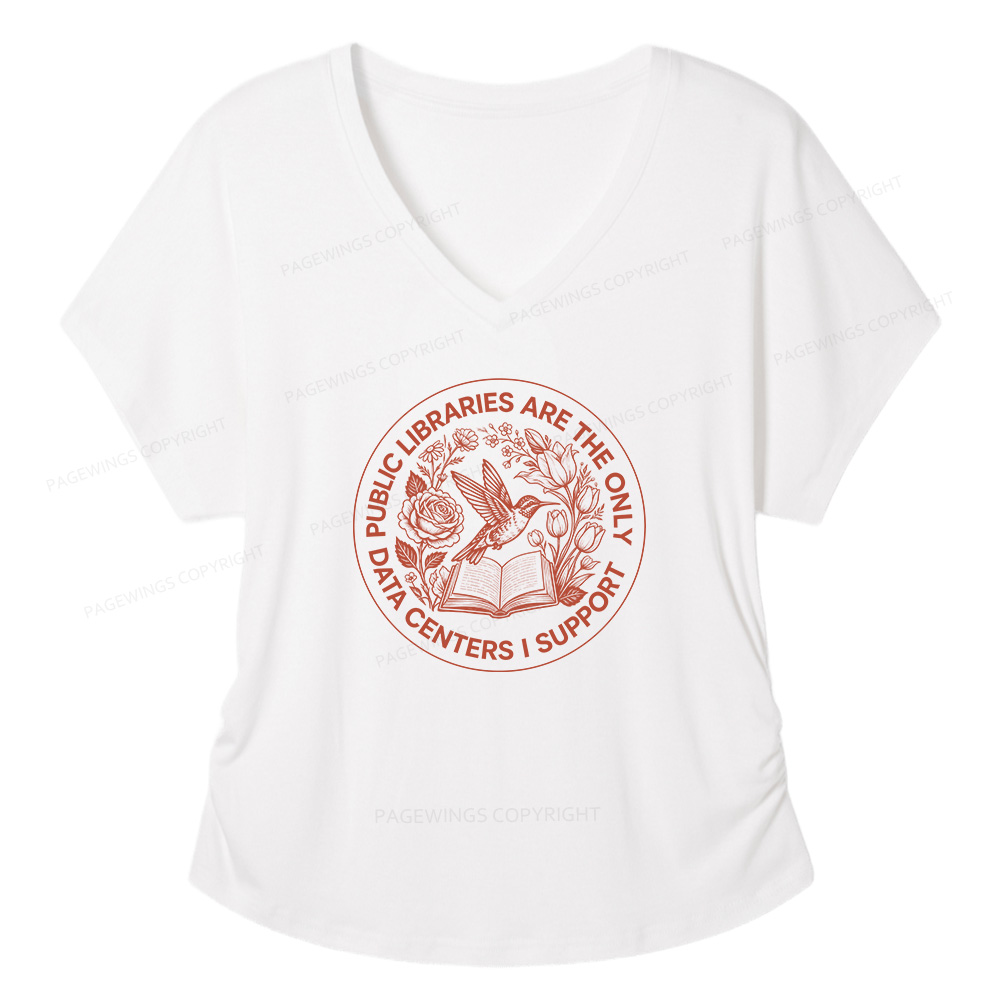 Pagewings Public Libraries are the only Data Centers I Support Soft Women's Modal V-neck T-shirt  