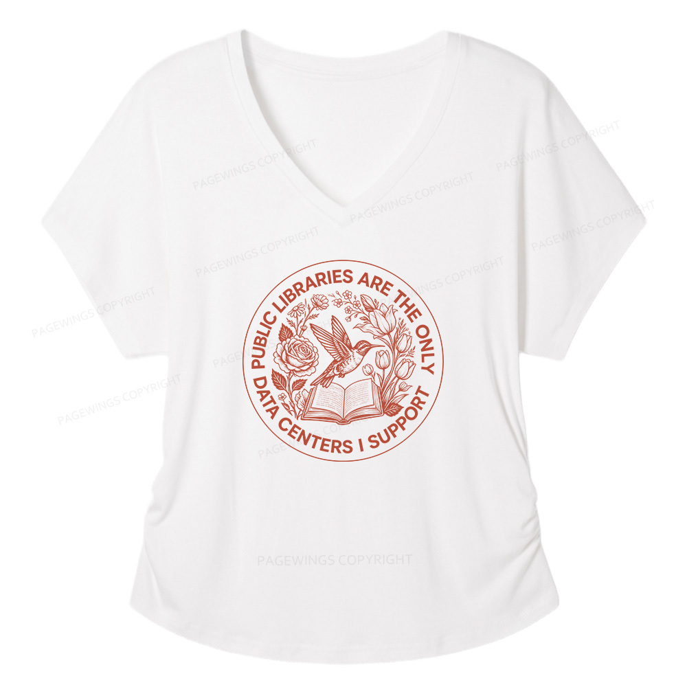 Pagewings Public Libraries are the only Data Centers I Support Soft Women's Modal V-neck T-shirt  