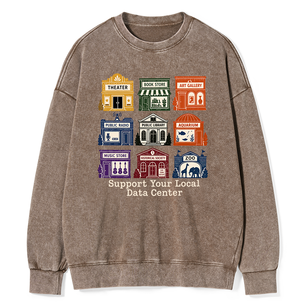 Pagewing Support Your Local Data Center16102 Read Unisex Washed Sweatshirt