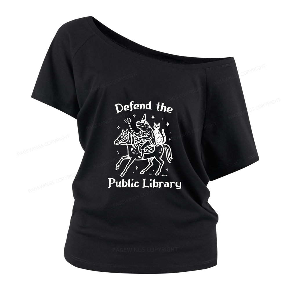 Pagewings Defend The Public Library Women Off Shoulder T-shirts
