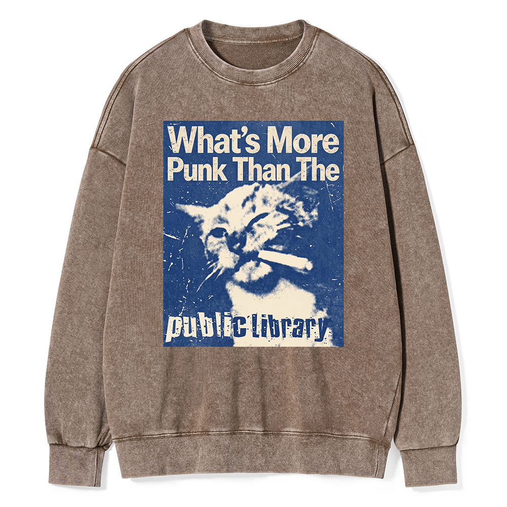 Pagewings More Punk Than The Public Library15772 Read Unisex Washed Sweatshirt
