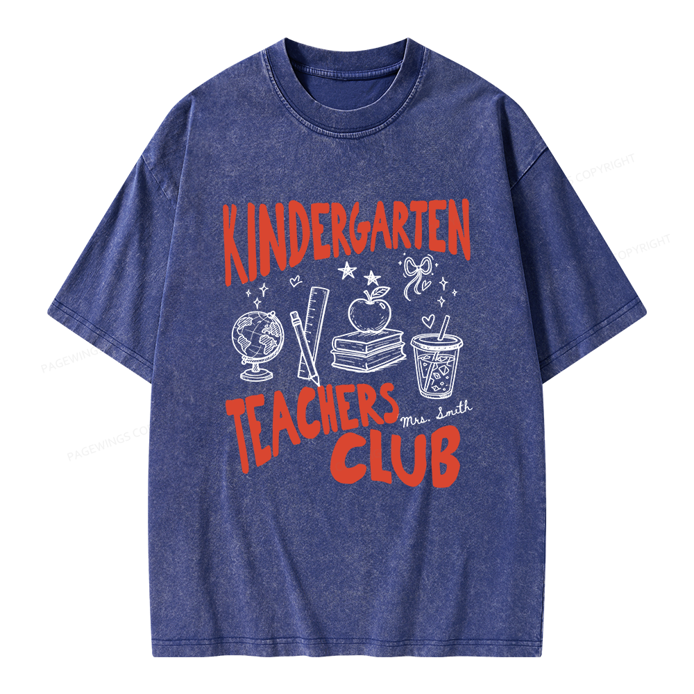 Pagewing Personalized Kindergarten Unisex Washed T-shirt