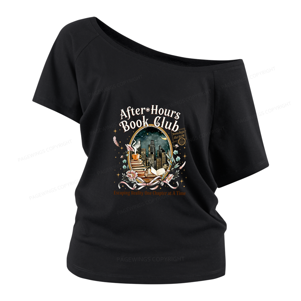 Pagewings After‑Hours Book Club Women Off Shoulder T-shirts