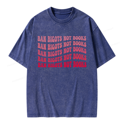 Pagewings Ban Bigots Not Books Unisex Washed T-shirt