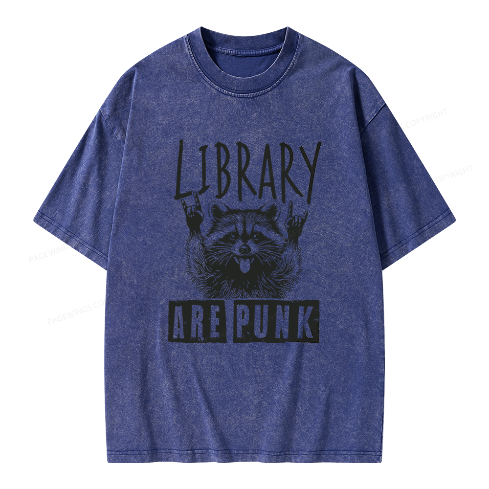 Pagewings Libraries Are Punk Unisex Washed T-shirt