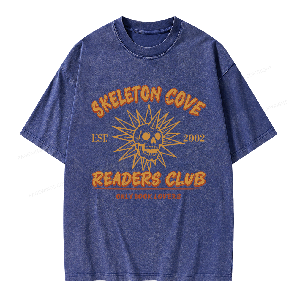 Pagewings Skeleton Cove Readers Club Unisex Washed T-shirt