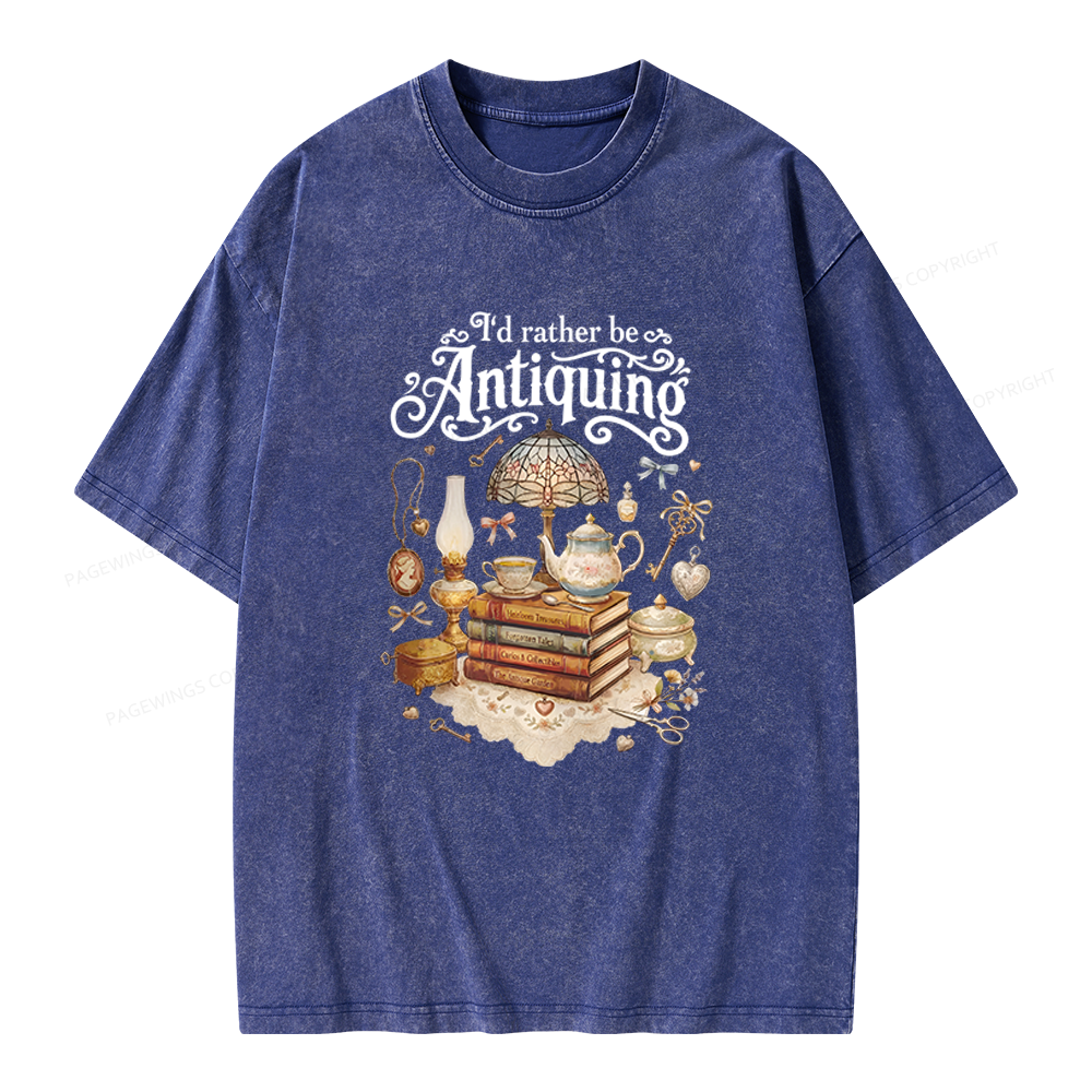 Pagewings I’d Rather Be Antiquing Unisex Washed T-shirt