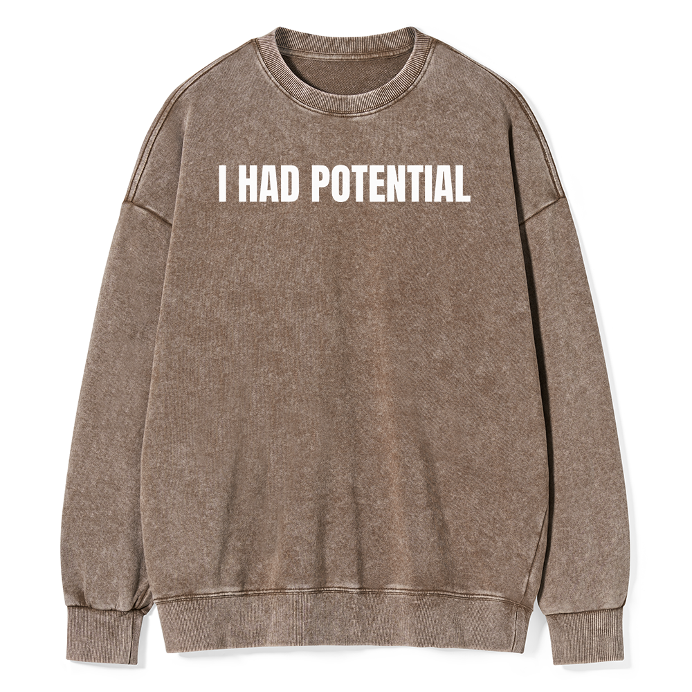 Pagewings I Had Potential Unisex Washed Sweatshirt