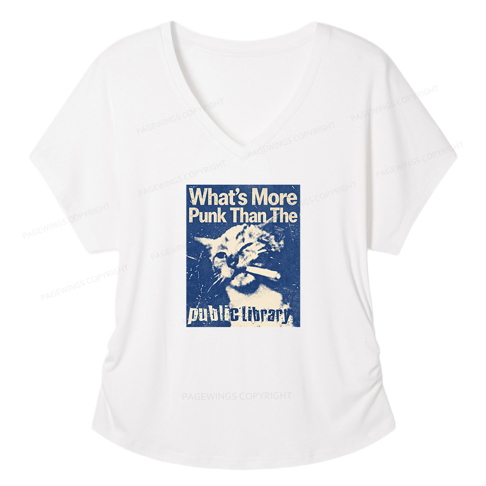 Pagewings What's More Punk Than The Public Library Soft Women's Modal V-neck T-shirt  