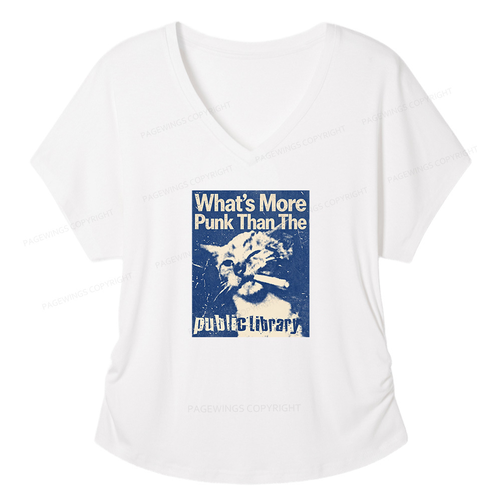 Pagewings What's More Punk Than The Public Library Soft Women's Modal V-neck T-shirt  